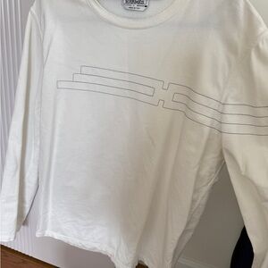 Hermès White Long Sleeve Tee with Minimal Stitch Graphic